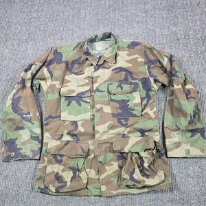 Vintage US Army Jacket Mens Small Woodland Camo BDU Field Combat Coat 80s